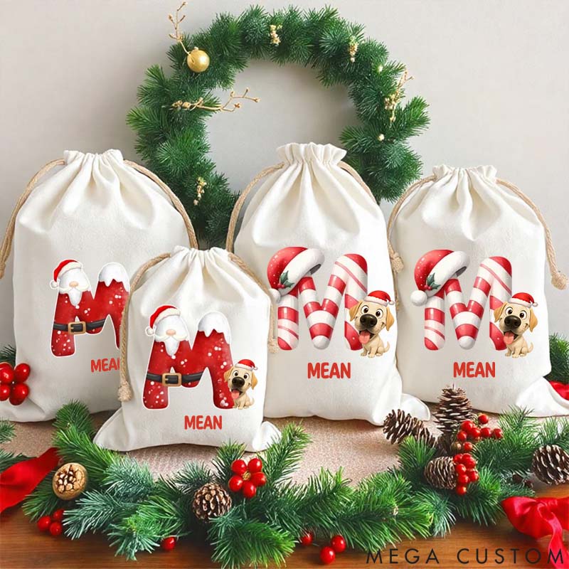 Personalized Dog Lover Santa Claus Candy Christmas Party Gift Christmas Sack