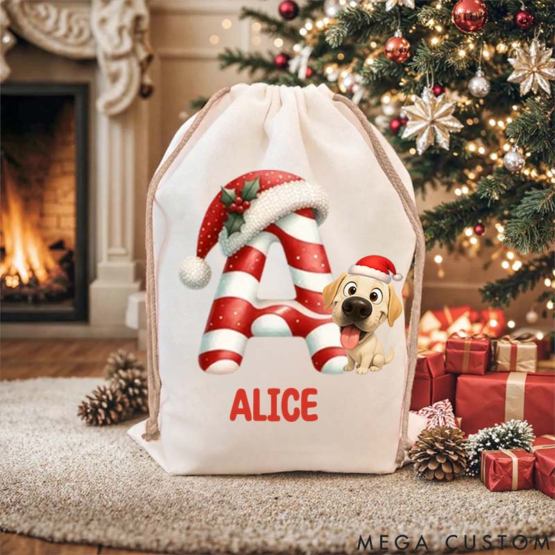 Personalized Dog Lover Santa Claus Candy Christmas Party Gift Christmas Sack