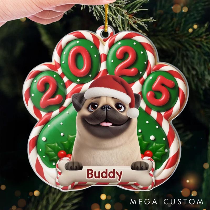 Personalized Dog Lover Santa Paws is Coming Christmas Ornament