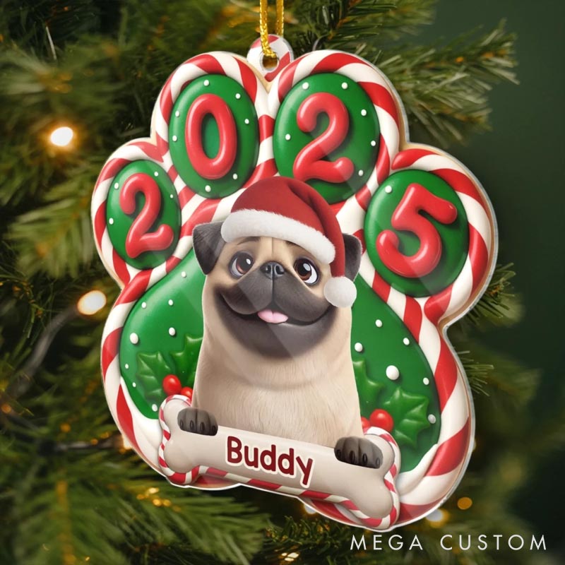 Personalized Dog Lover Santa Paws is Coming Christmas Ornament