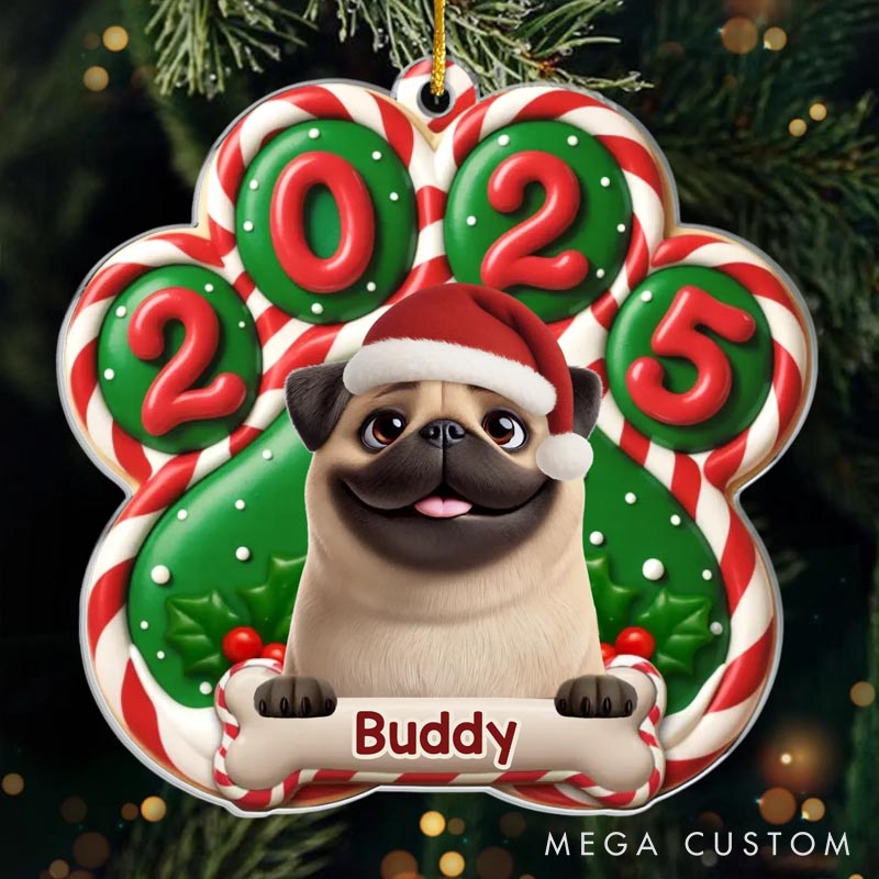 Personalized Dog Lover Santa Paws is Coming Christmas Ornament