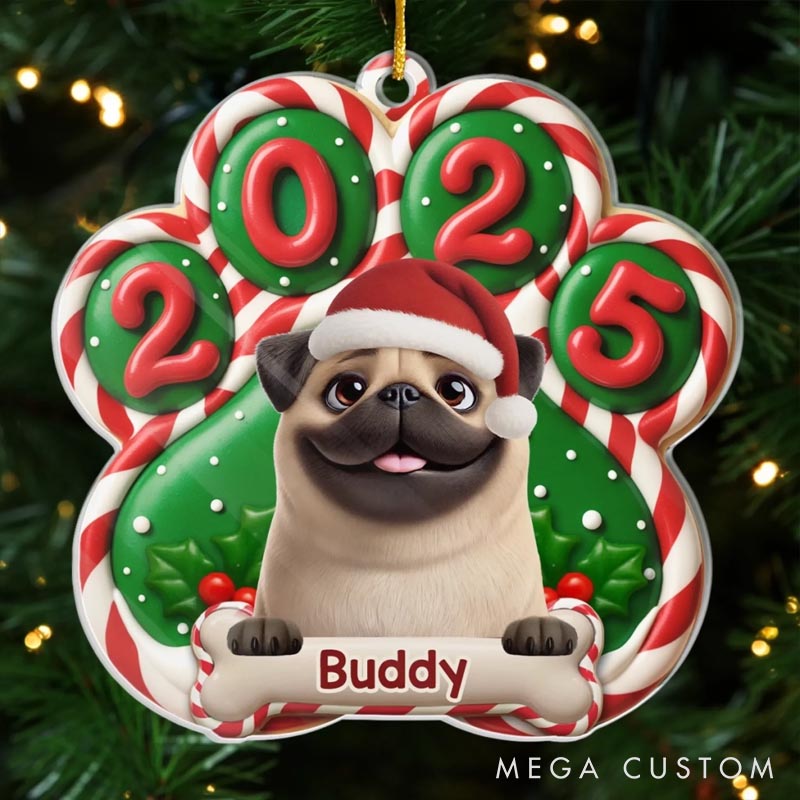 Personalized Dog Lover Santa Paws is Coming Christmas Ornament