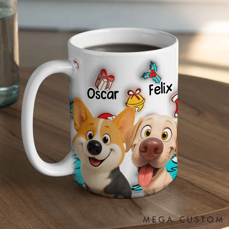 Personalized Dog Lover Santa is Coming Christmas Mugs