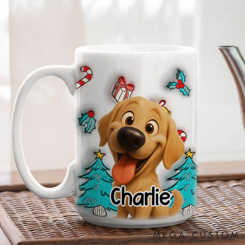 Personalized Dog Lover Santa is Coming Christmas Mugs