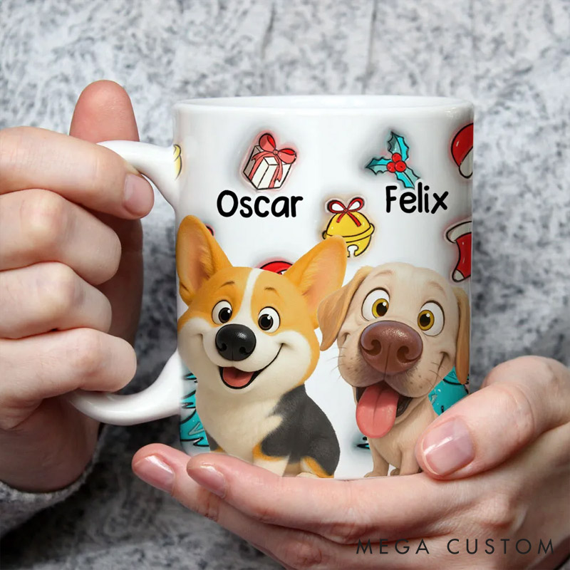 Personalized Dog Lover Santa is Coming Christmas Mugs