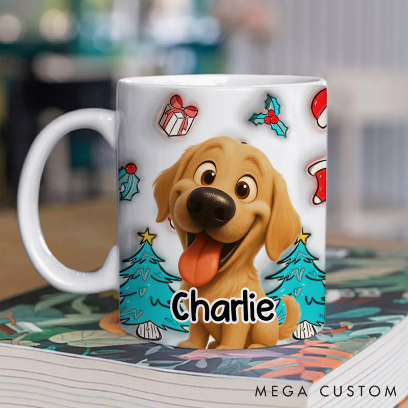 Personalized Dog Lover Santa is Coming Christmas Mugs