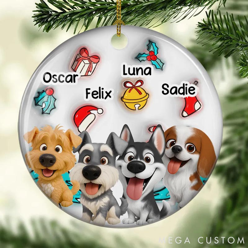 Personalized Dog Lover Santa is Coming Christmas Ornament