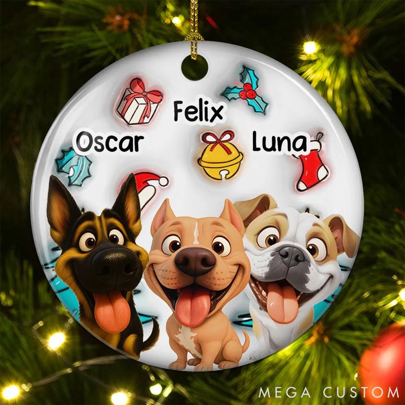 Personalized Dog Lover Santa is Coming Christmas Ornament