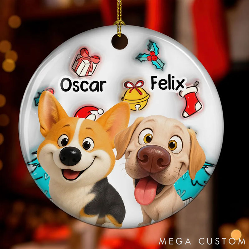 Personalized Dog Lover Santa is Coming Christmas Ornament
