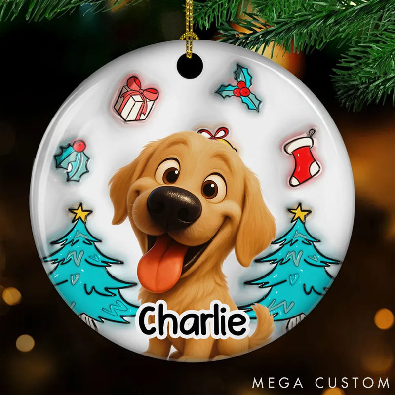 Personalized Dog Lover Santa is Coming Christmas Ornament