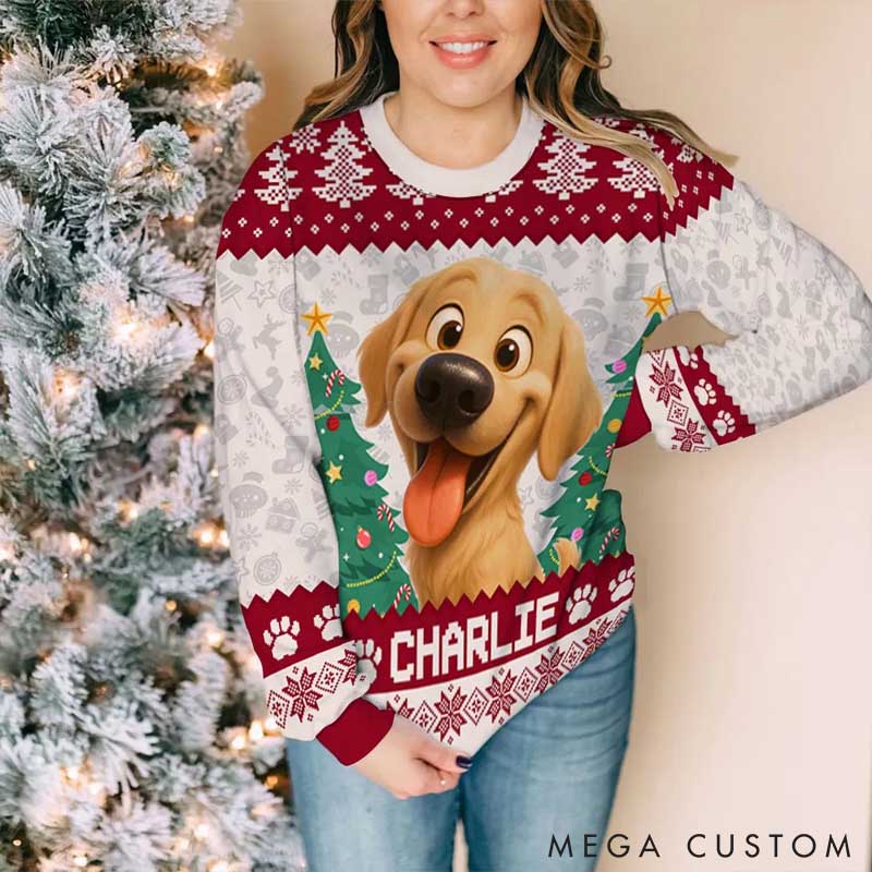 Personalized Dog Lover Santa is Coming Christmas Ugly Sweatshirt