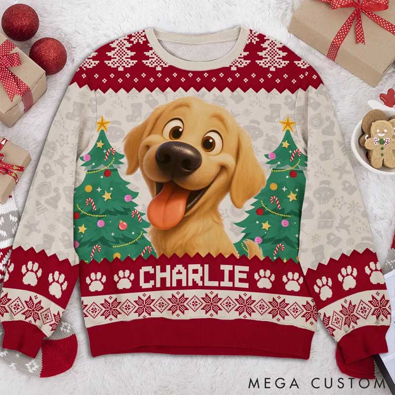 Personalized Dog Lover Santa is Coming Christmas Ugly Sweatshirt