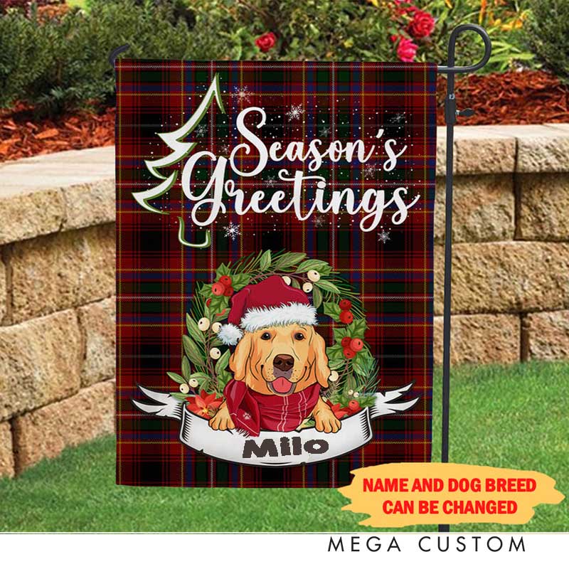 Personalized Dog Lover Season's Greetings Garden Flag