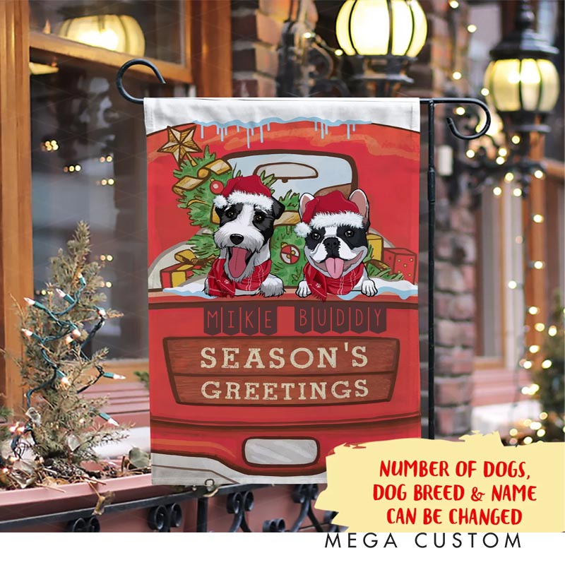 Personalized Dog Lover Season’s Greetings Garden Flag