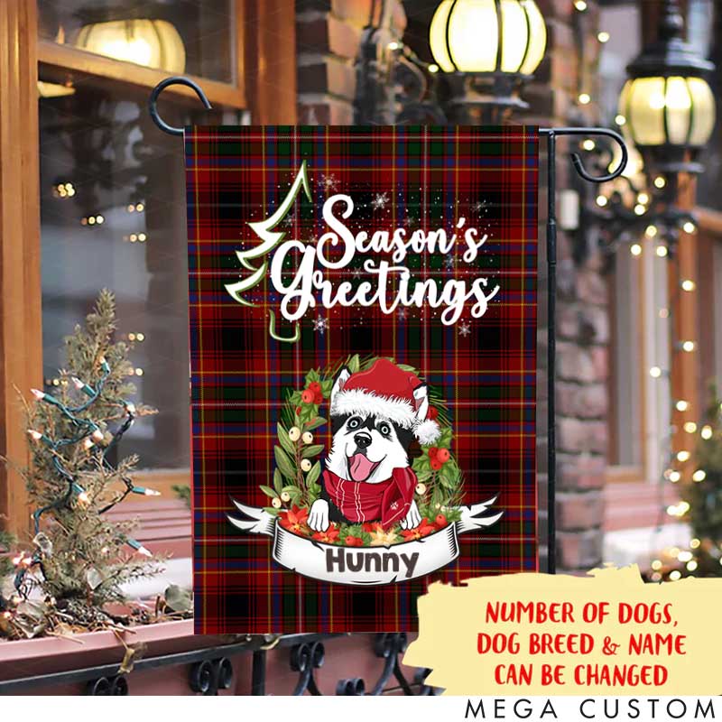 Personalized Dog Lover Season's Greetings Garden Flag