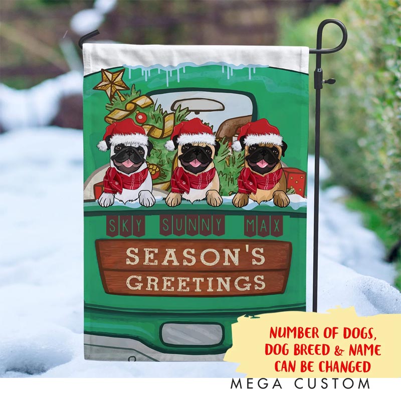 Personalized Dog Lover Season’s Greetings Garden Flag