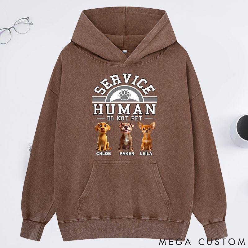 Personalized Dog Lover Service Human Cartoon Classic Washed Hoodies