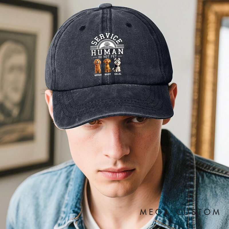 Personalized Dog Lover Service Human Cartoon Washed Cap