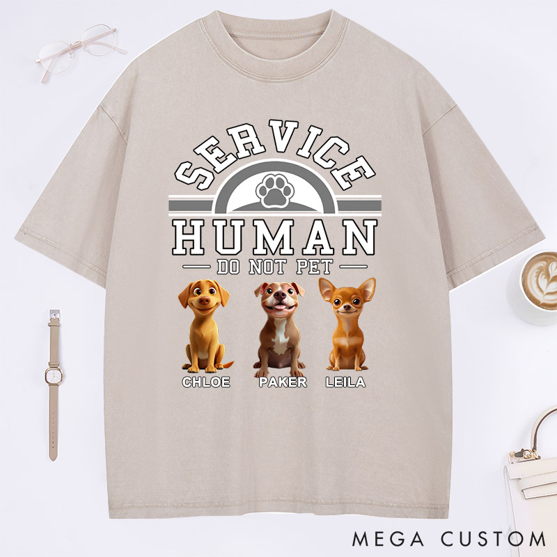 Personalized Dog Lover Service Human Cartoon Washed T-Shirt