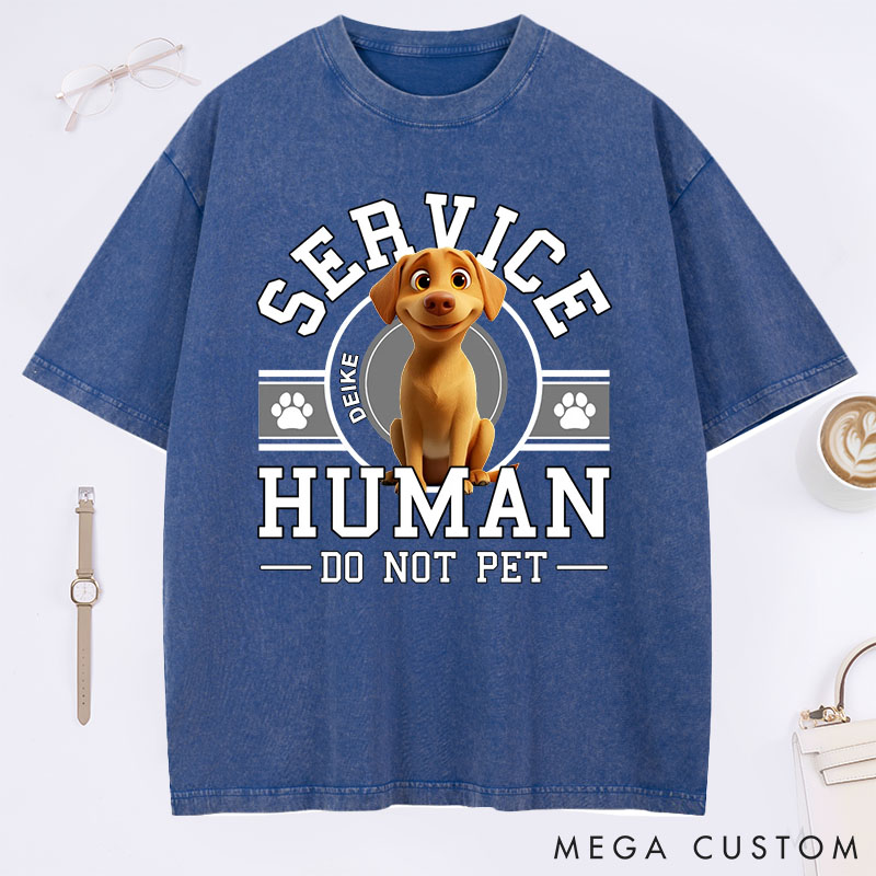 Personalized Dog Lover Service Human Cartoon Washed T-Shirt