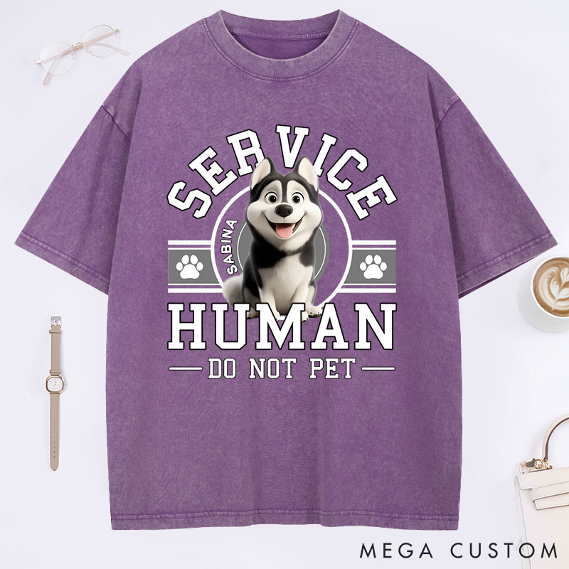 Personalized Dog Lover Service Human Cartoon Washed T-Shirt