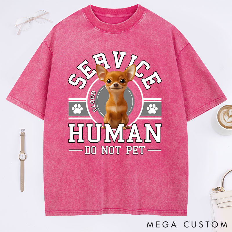 Personalized Dog Lover Service Human Cartoon Washed T-Shirt