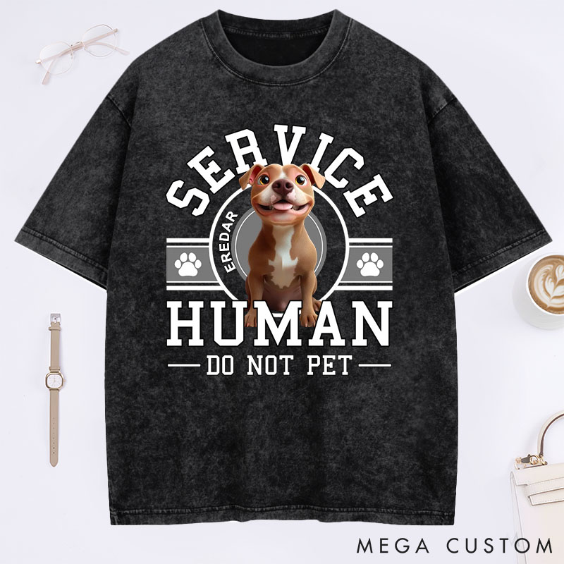 Personalized Dog Lover Service Human Cartoon Washed T-Shirt