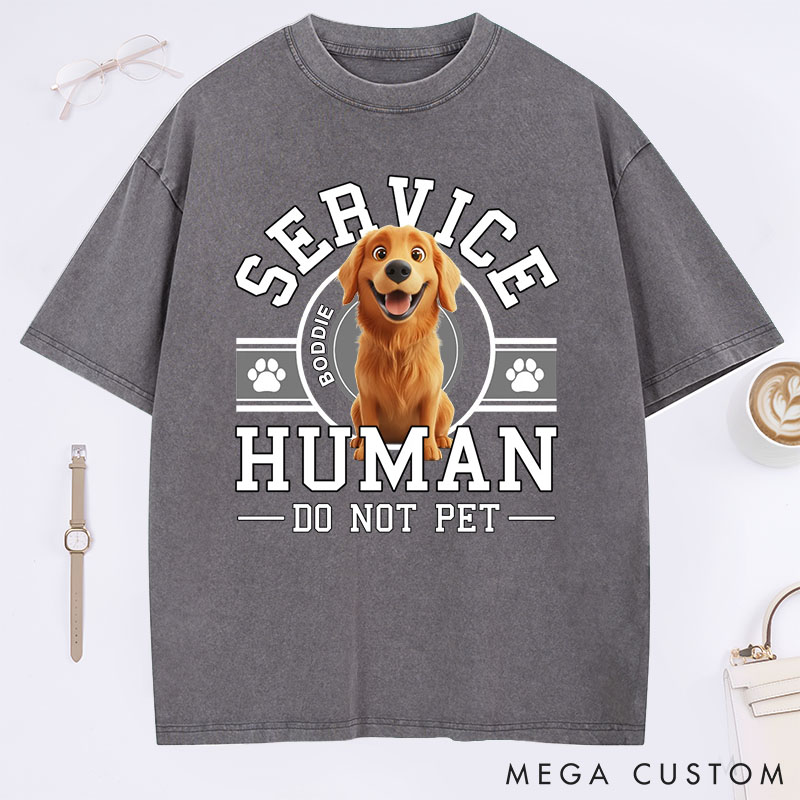 Personalized Dog Lover Service Human Cartoon Washed T-Shirt