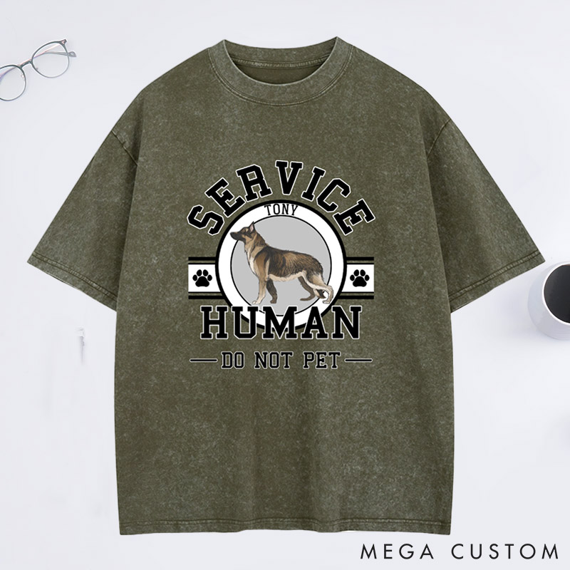 Personalized Dog Lover Service Human Washed T-Shirt