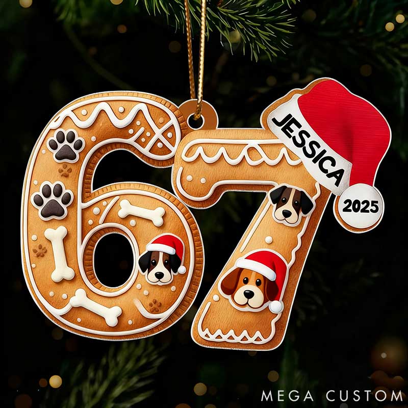 Personalized Dog Lover Six Seven Teen Slang Funny Tree Decor Funny Teen Grandkid Gift Christmas Ornament
