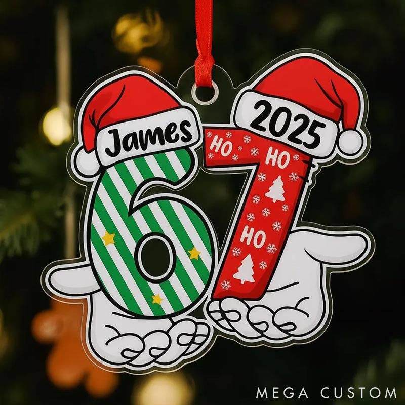 Personalized Dog Lover Six Seven Teen Slang Funny Tree Decor Funny Teen Grandkid Gift Christmas Ornament