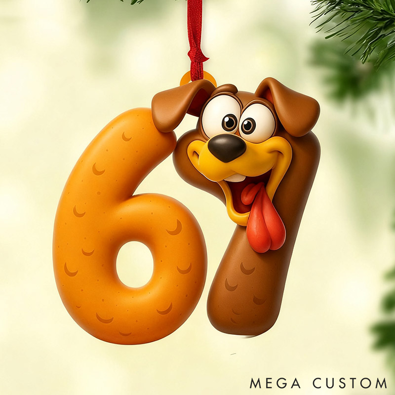 Personalized Dog Lover Six Seven Teen Slang Funny Tree Decor Funny Teen Grandkid Gift Christmas Ornament