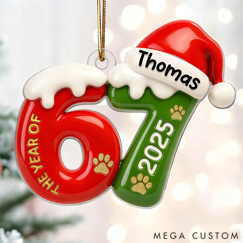 Personalized Dog Lover Six Seven Teen Slang Funny Tree Decor Funny Teen Grandkid Gift Christmas Ornament
