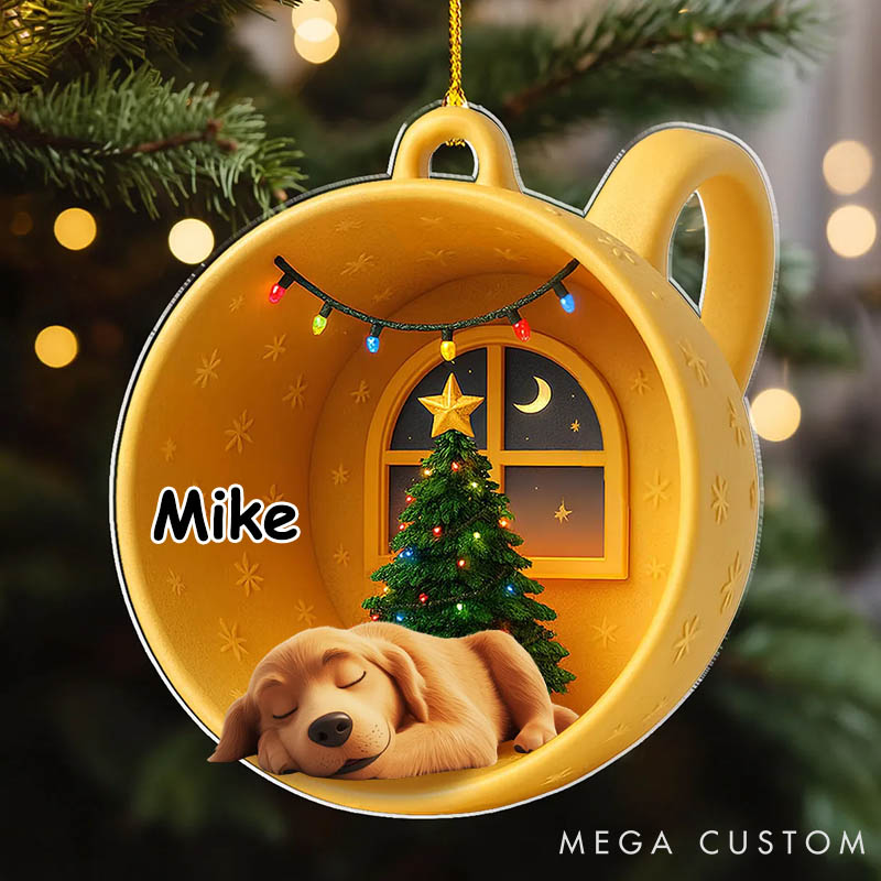 Personalized Dog Lover Sleeping Dog Cupcake Christmas Ornament