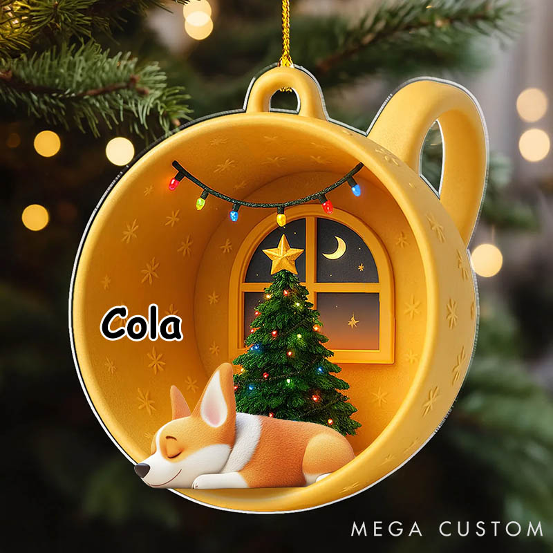 Personalized Dog Lover Sleeping Dog Cupcake Christmas Ornament
