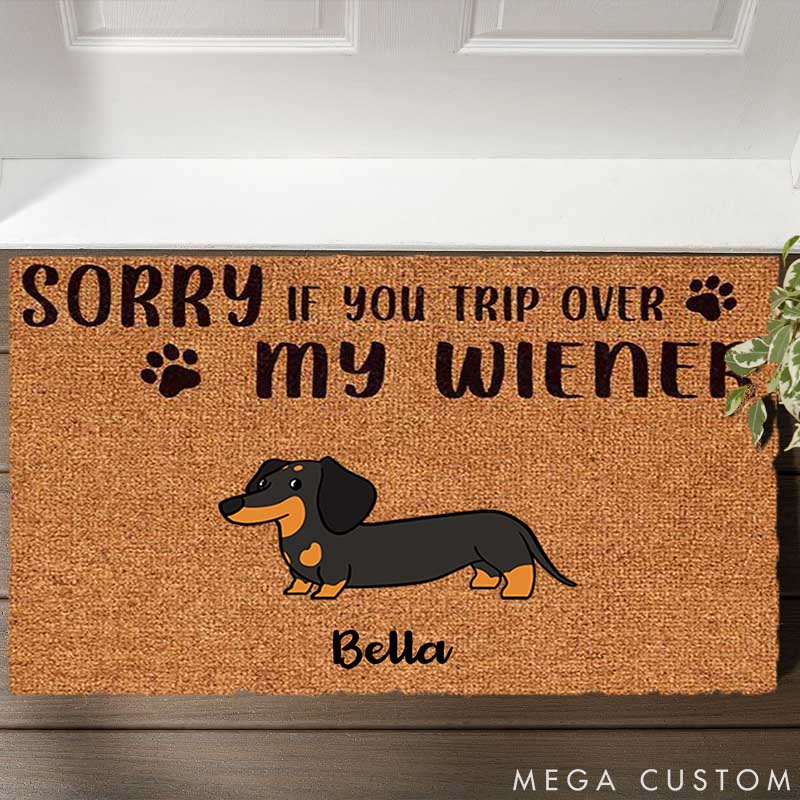 Personalized Dog Lover Sorry If You Trip Over My Wieners Doormat