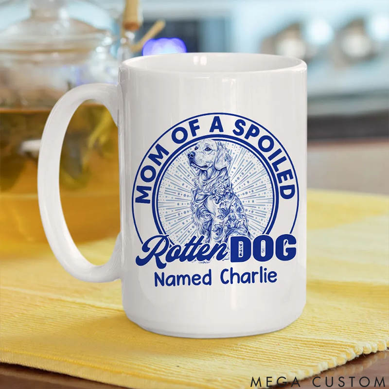 Personalized Dog Lover Spoiled Rotten Dog With Blue Mugs
