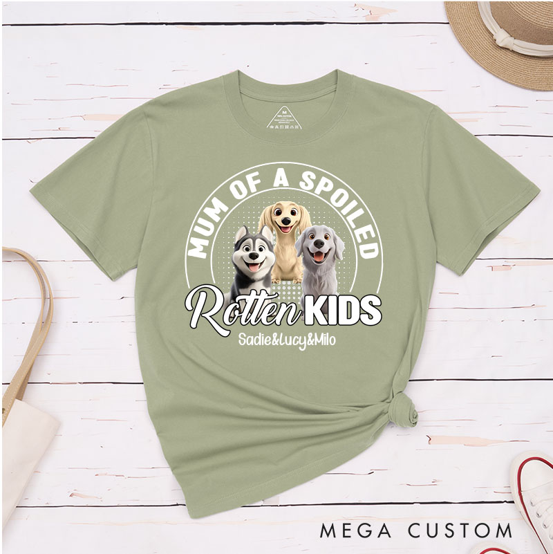 Personalized Dog Lover Spoiled Rotten Pet Chibi Cartoon Mom T-Shirt