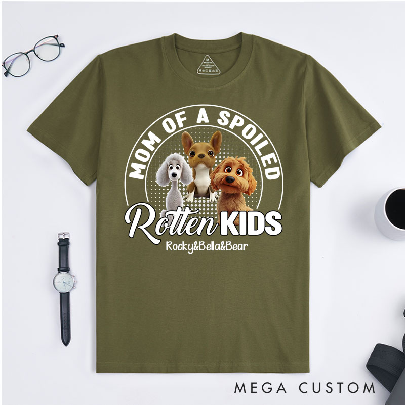 Personalized Dog Lover Spoiled Rotten Pet Chibi Cartoon Mom T-Shirt