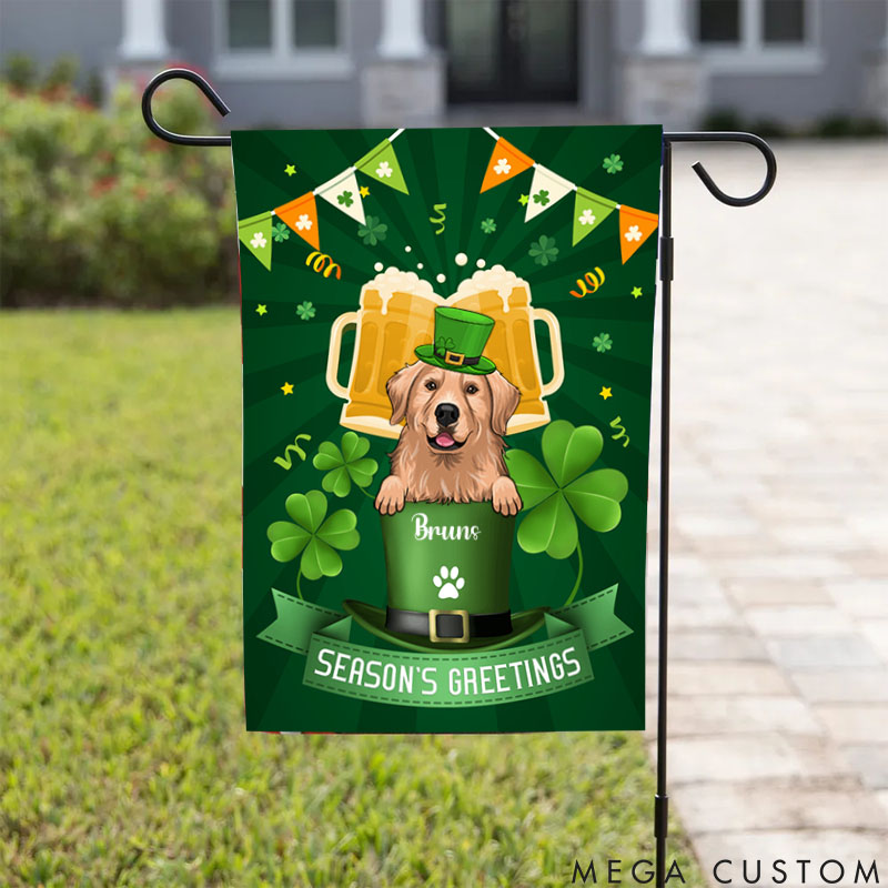 Personalized Dog Lover St. Patrick's Day Decorations Season's Greetings Garden Flag