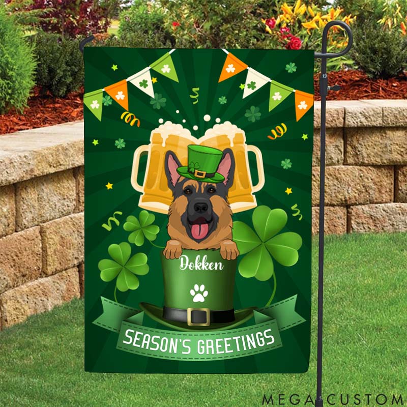 Personalized Dog Lover St. Patrick's Day Decorations Season's Greetings Garden Flag