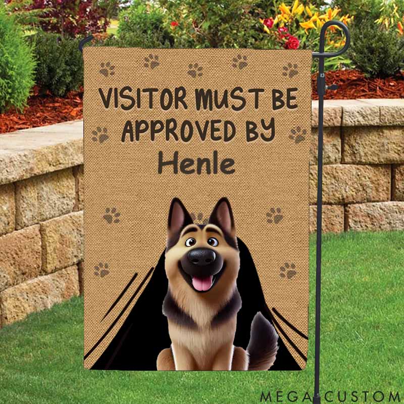 Personalized Dog Lover Standing Watch Heart on Duty Garden Flag