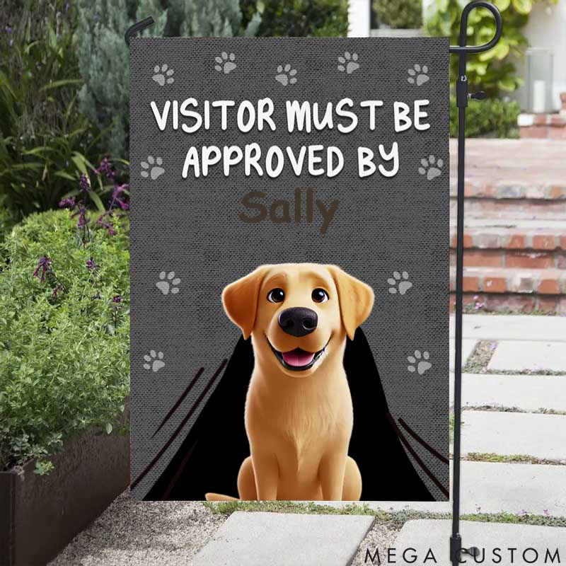 Personalized Dog Lover Standing Watch Heart on Duty Garden Flag