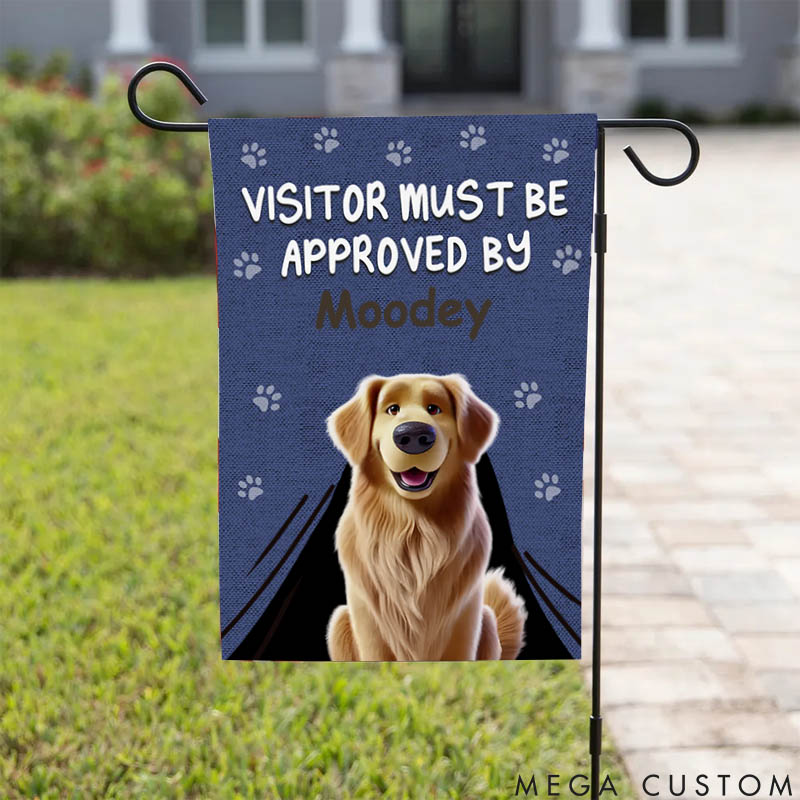 Personalized Dog Lover Standing Watch Heart on Duty Garden Flag