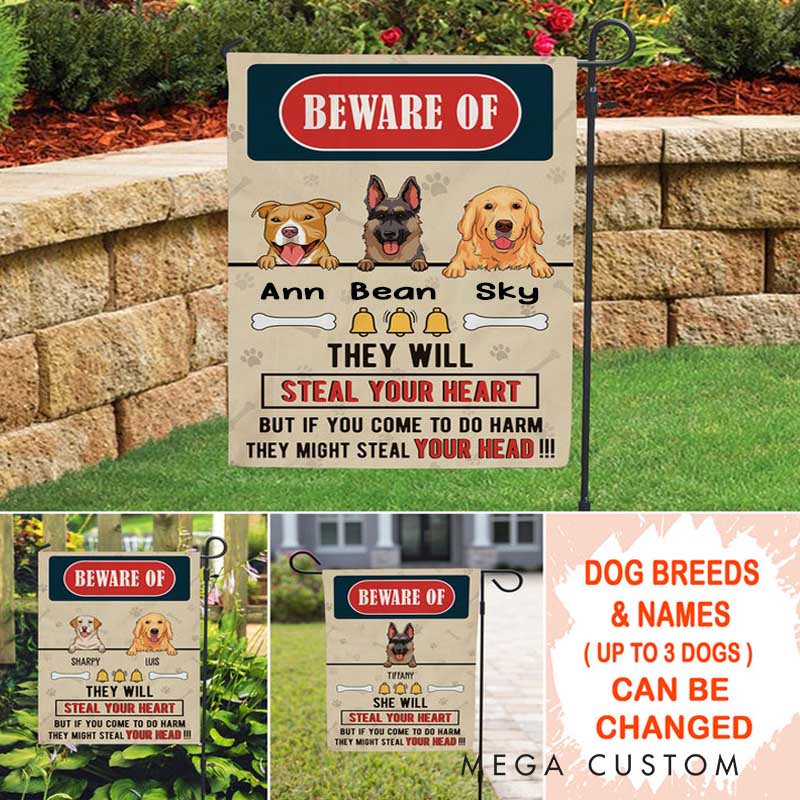 Personalized Dog Lover Steal Your Heart Garden Flag