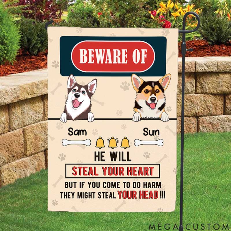 Personalized Dog Lover Steal Your Heart Garden Flag