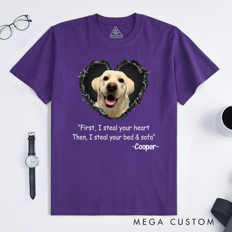 Personalized Dog Lover Steal Your Heart and Steal Your Bed Sofa T-Shirt