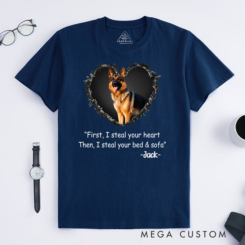 Personalized Dog Lover Steal Your Heart and Steal Your Bed Sofa T-Shirt