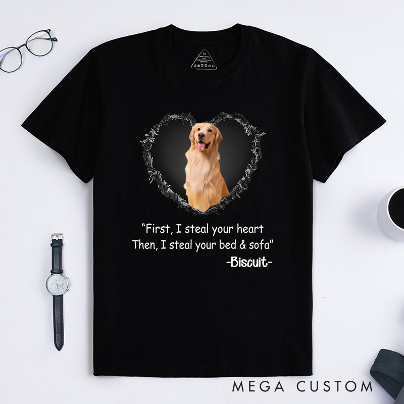 Personalized Dog Lover Steal Your Heart and Steal Your Bed Sofa T-Shirt