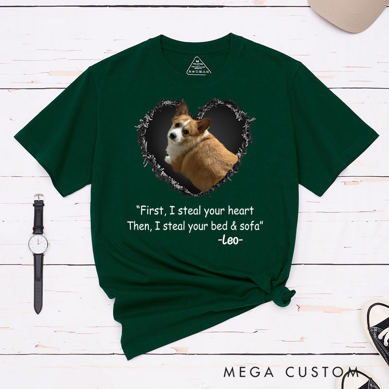 Personalized Dog Lover Steal Your Heart and Steal Your Bed Sofa T-Shirt